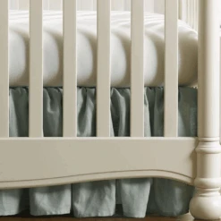 Sage Green Linen Crib Skirt (Gathered) 16" Drop