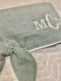 Sage Green Linen Crib Skirt (Gathered) 16" Drop 7 Sage Green Linen Crib Skirt (Gathered) 16" Drop -Liz and Roo SageGreenRCMono