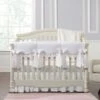 White 8-pc. Crib Bedding Set (Scalloped Rail Cover, Gathered Skirt) 2 White 8-pc. Crib Bedding Set (Scalloped Rail Cover, Gathered Skirt) -Liz and Roo all white linen 8 pc crib bedding set 585759