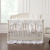 Bows 9-pc. Set (18" Skirt, Straight Rail Cover) 1 Bows 9-pc. Set (18" Skirt, Straight Rail Cover) -Liz and Roo all white linen with petal pink bows crib sheet 8 pc set 120482
