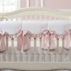 Pre-Order: White Scalloped Rail Cover With Pink Ruffle + 4 Pink Linen Bows