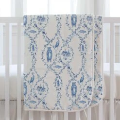 Blue-Beary Toile Baby Blanket