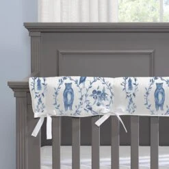 Blue-Beary Toile Crib Rail Cover