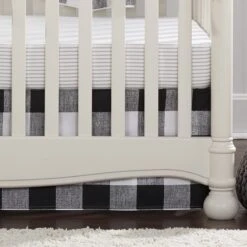 Buffalo Check (Black And White) Crib Skirt 17" Drop