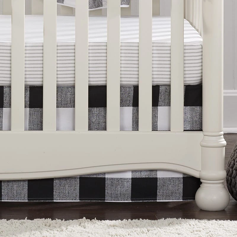 Buffalo Check (Black And White) Crib Skirt 17" Drop 3 Buffalo Check (Black And White) Crib Skirt 17" Drop