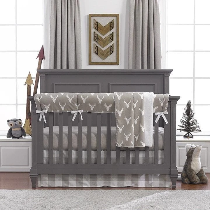 Buffalo Check (Taupe) Crib Skirt 17" Drop 4 Buffalo Check (Taupe) Crib Skirt 17" Drop - Image 2