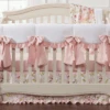 Crib Skirt In Blush Watercolor Floral With Petal Pink Ruffle -Liz and Roo crib skirt in blush watercolor floral with petal pink ruffle 316890