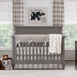 Cubby Bear And Flax Linen 4-pc Crib Bedding