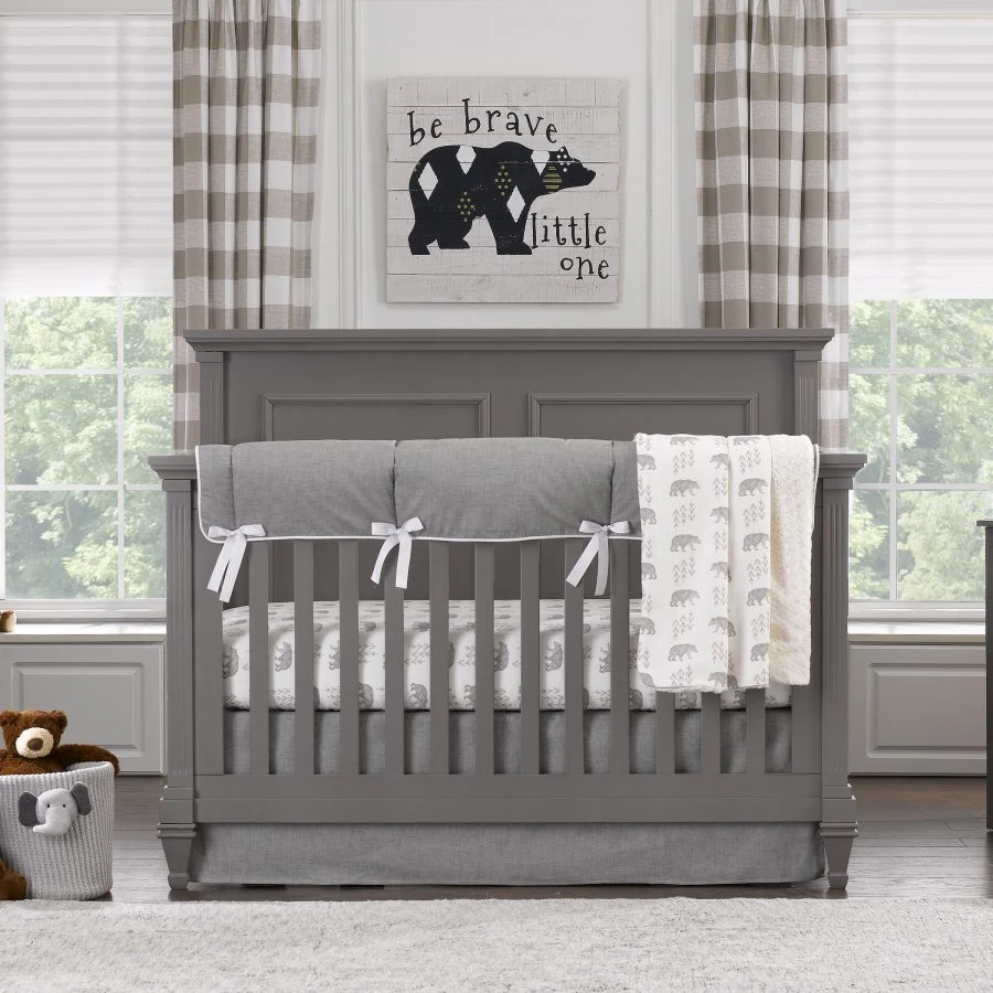 Cubby Bear And Gray 4-pc. Crib Bedding Set 3 Cubby Bear And Gray 4-pc. Crib Bedding Set