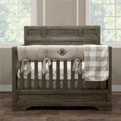 Flax Linen Flat Panel Crib Skirt 16" Drop -Liz and Roo flax linen crib skirt 840195