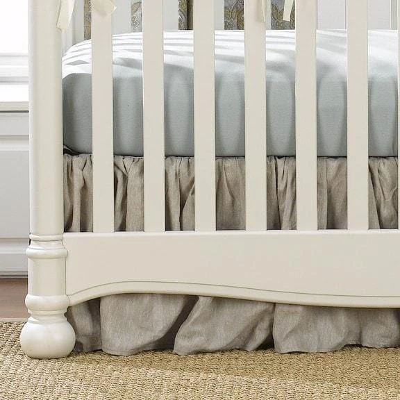 Flax Linen Crib Skirt (Gathered) 16" Drop 3 Flax Linen Crib Skirt (Gathered) 16" Drop