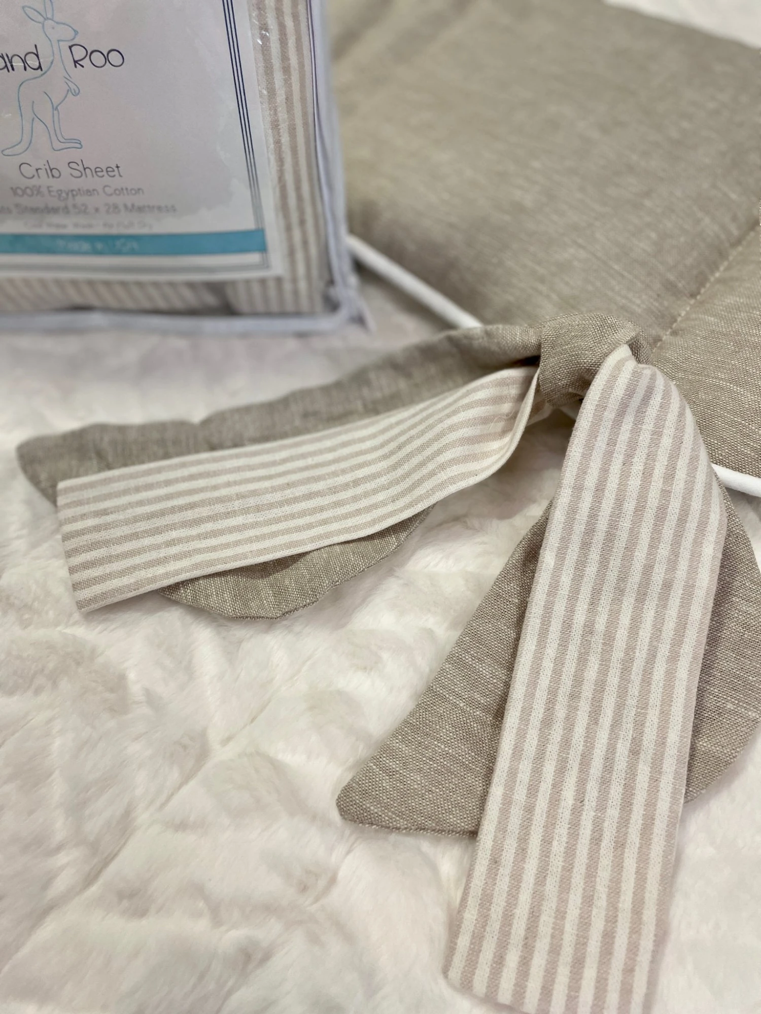 Flax Linen Stripe Crib Sheet 5 Flax Linen Stripe Crib Sheet - Image 3