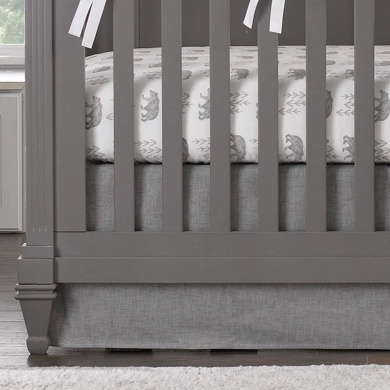 Gray Crosshatch Flat Panel Crib Skirt 17" Drop 2 Gray Crosshatch Flat Panel Crib Skirt 17" Drop