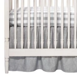 Gray Crosshatch Gathered Crib Skirt 17" Drop