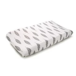 Gray Feathers Changing Pad Cover