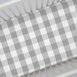 Gray Plaid Crib Sheet