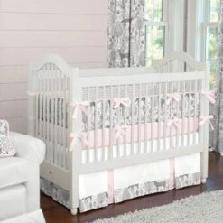 Gray Woodland Animals 17" Crib Skirt Single-Pleat | Carousel Designs