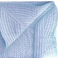 Heirloom Scalloped Baby Quilt Blanket In Pink, Blue, Or White