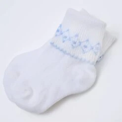 Blue Embroidered Socks