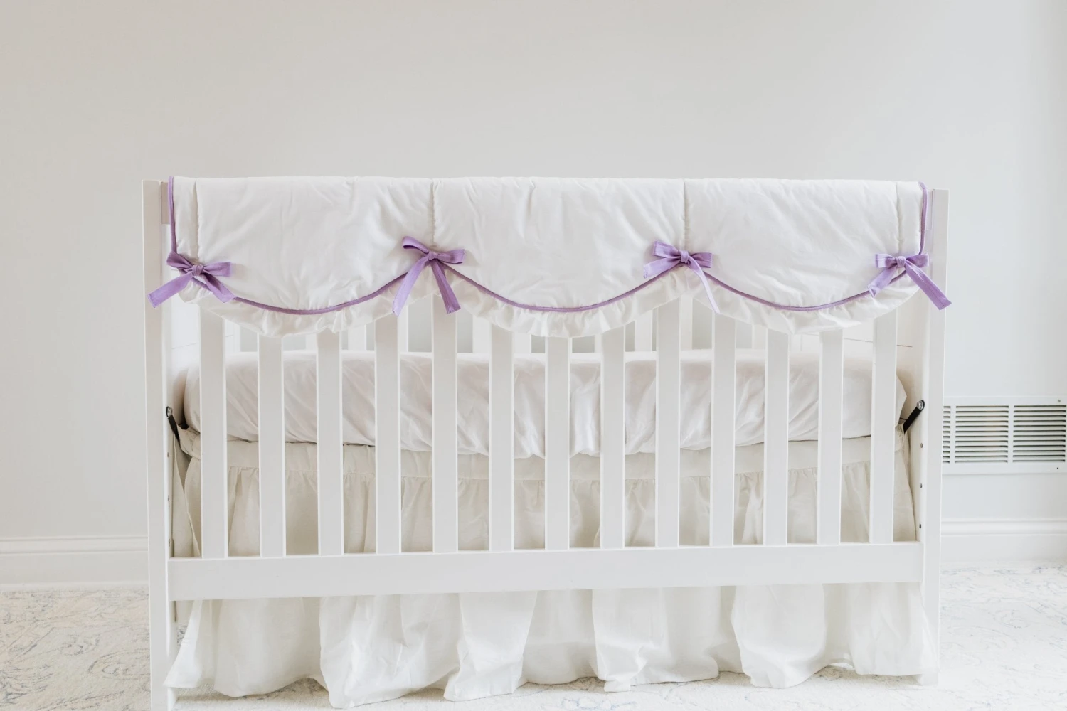 Lavender And White 4-pc Crib Bedding Set 4 Lavender And White 4-pc Crib Bedding Set - Image 2