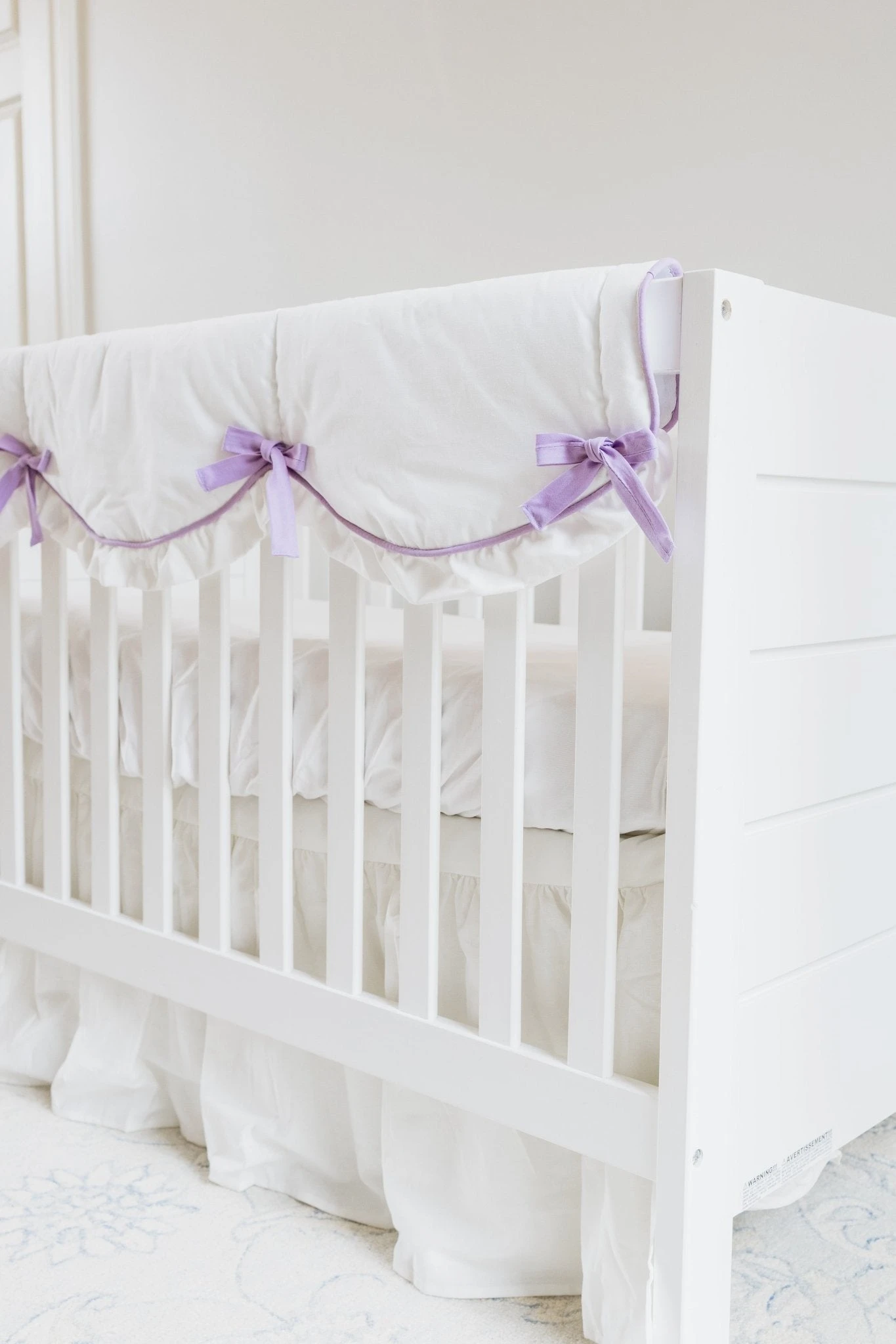 Lavender And White 4-pc Crib Bedding Set 3 Lavender And White 4-pc Crib Bedding Set