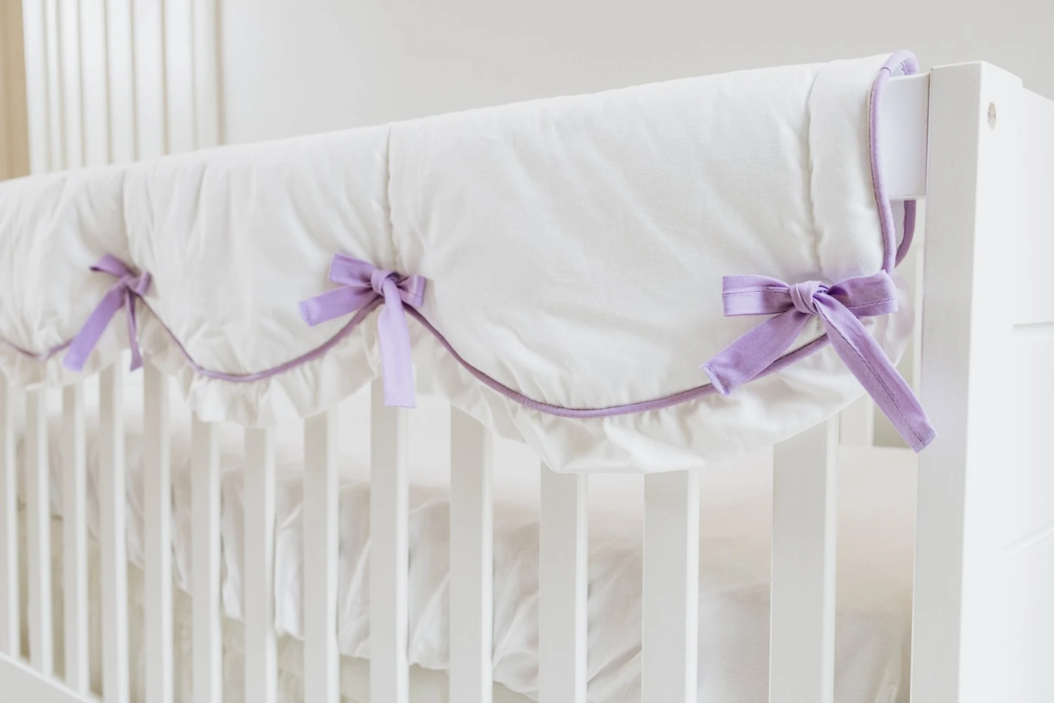 Lavender And White 4-pc Crib Bedding Set 5 Lavender And White 4-pc Crib Bedding Set - Image 3