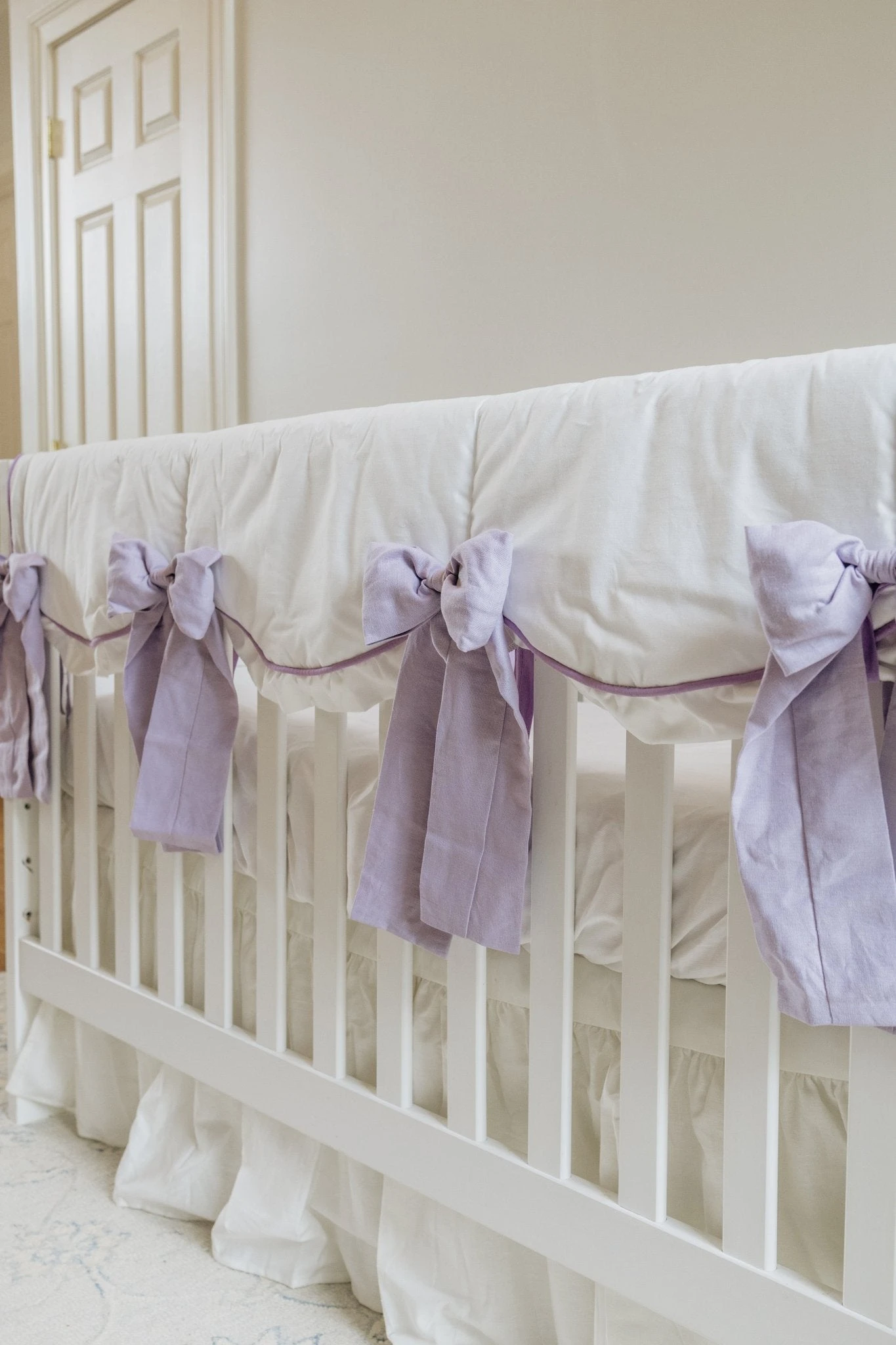 Lavender And White 4-pc Crib Bedding Set 7 Lavender And White 4-pc Crib Bedding Set - Image 5