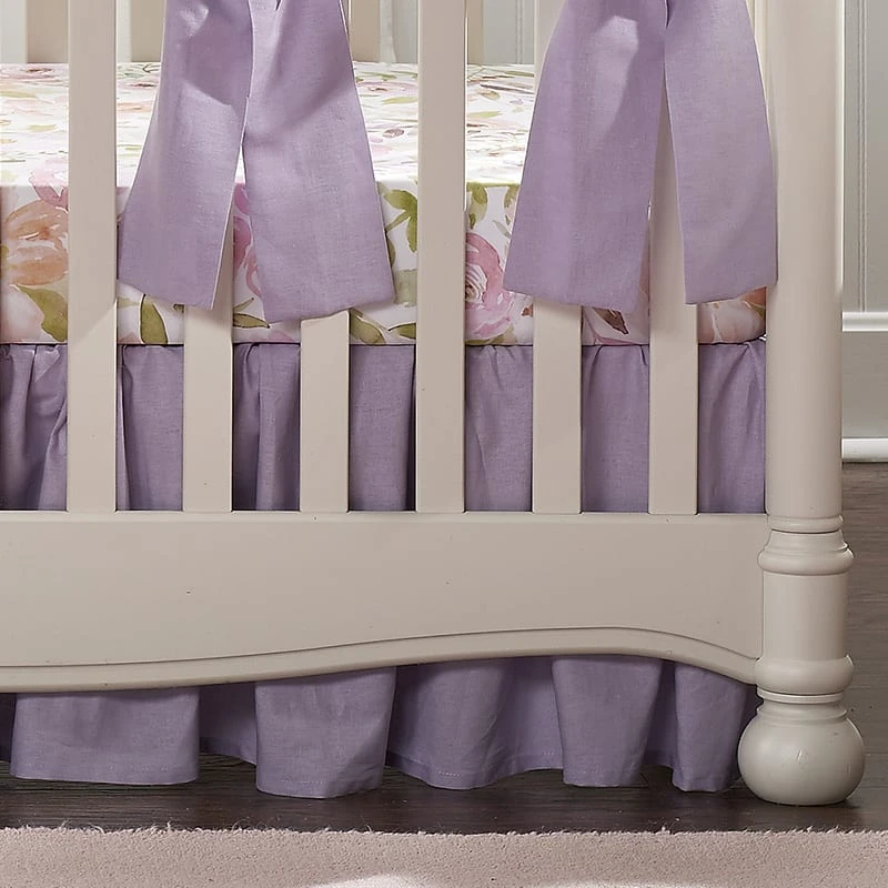 Lavender Linen Crib Skirt (Gathered) 16" Drop 3 Lavender Linen Crib Skirt (Gathered) 16" Drop