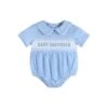 Baby Brother Smocked Bubble 2 Baby Brother Smocked Bubble -Liz and Roo light blue baby brother smocked collared romper 155776