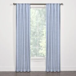 Light Blue Linen Window Treatments, 50"x84", Luxury Lining