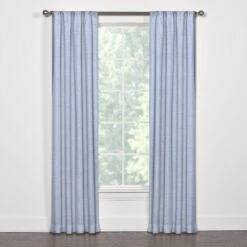 Light Blue Linen Window Treatments, 50"x88", Blackout Lining