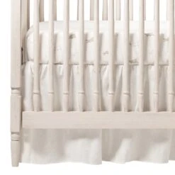 Light Ivory Linen Gathered Crib Skirt 16" Drop