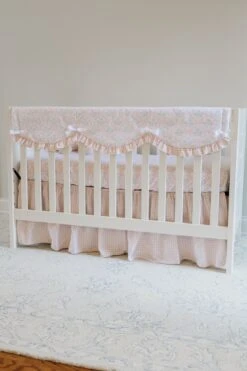 Light Pink Gingham Gathered Crib Skirt -Liz and Roo light pink gingham gathered crib skirt 779493