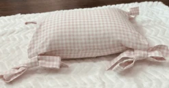 Light Pink Gingham Hand Tie Bow Pillow (INCLUDES Insert) 11 Light Pink Gingham Hand Tie Bow Pillow (INCLUDES Insert) -Liz and Roo light pink gingham hand tie bow pillow includes insert 185151