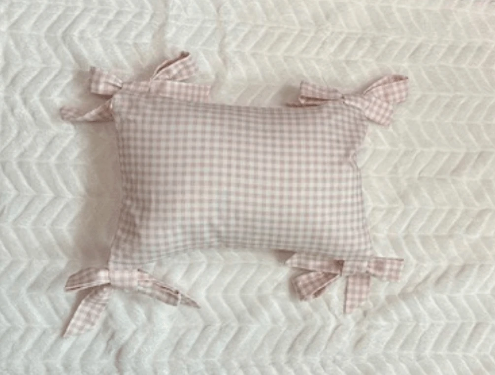 Light Pink Gingham Hand Tie Bow Pillow (INCLUDES Insert) 4 Light Pink Gingham Hand Tie Bow Pillow (INCLUDES Insert) - Image 2