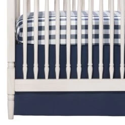 Navy Linen Crib Skirt 16" Drop