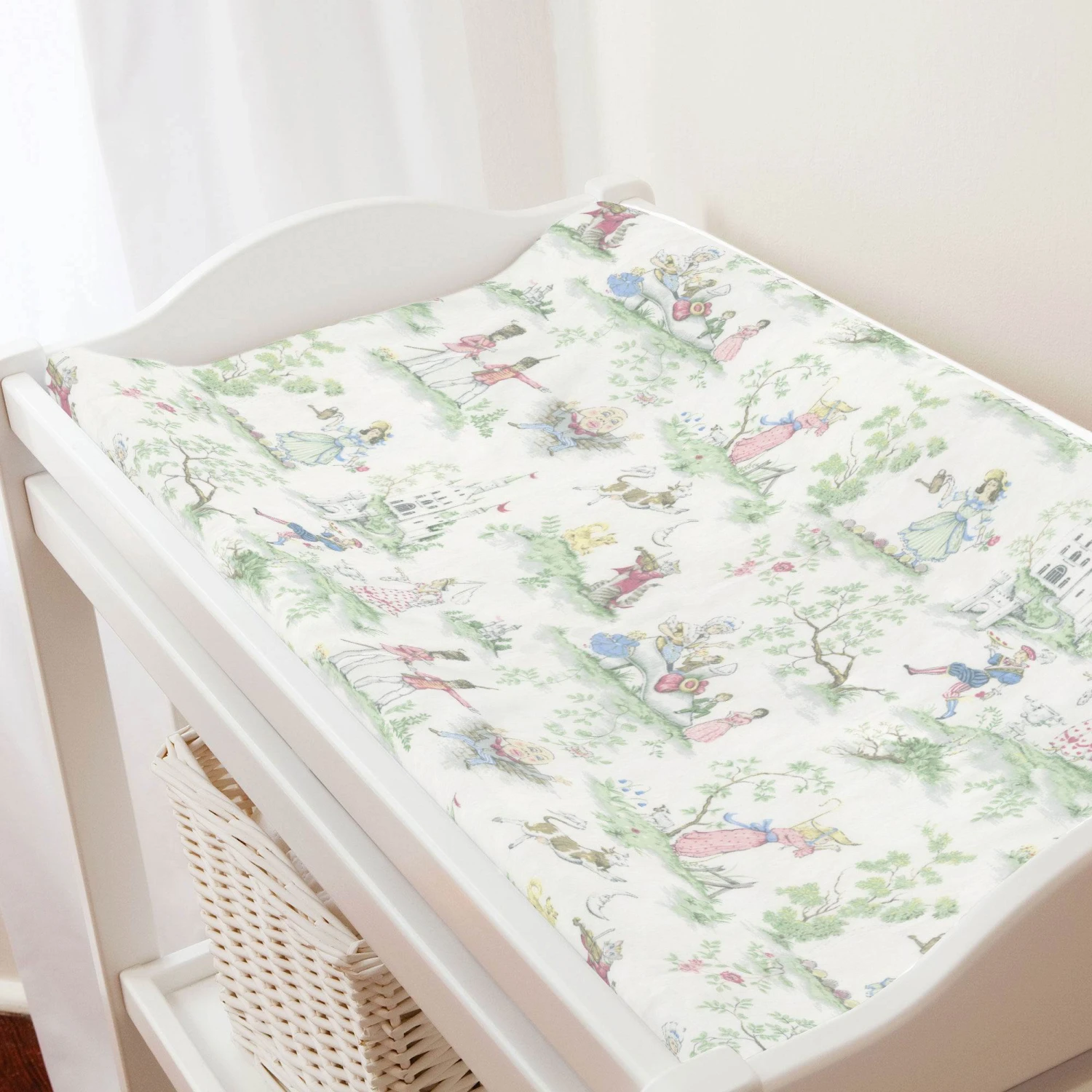 Nursery Rhyme Toile Changing Pad Cover 3 Nursery Rhyme Toile Changing Pad Cover