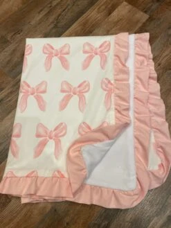Petal Pink Bows Oversized Reversible Blanket