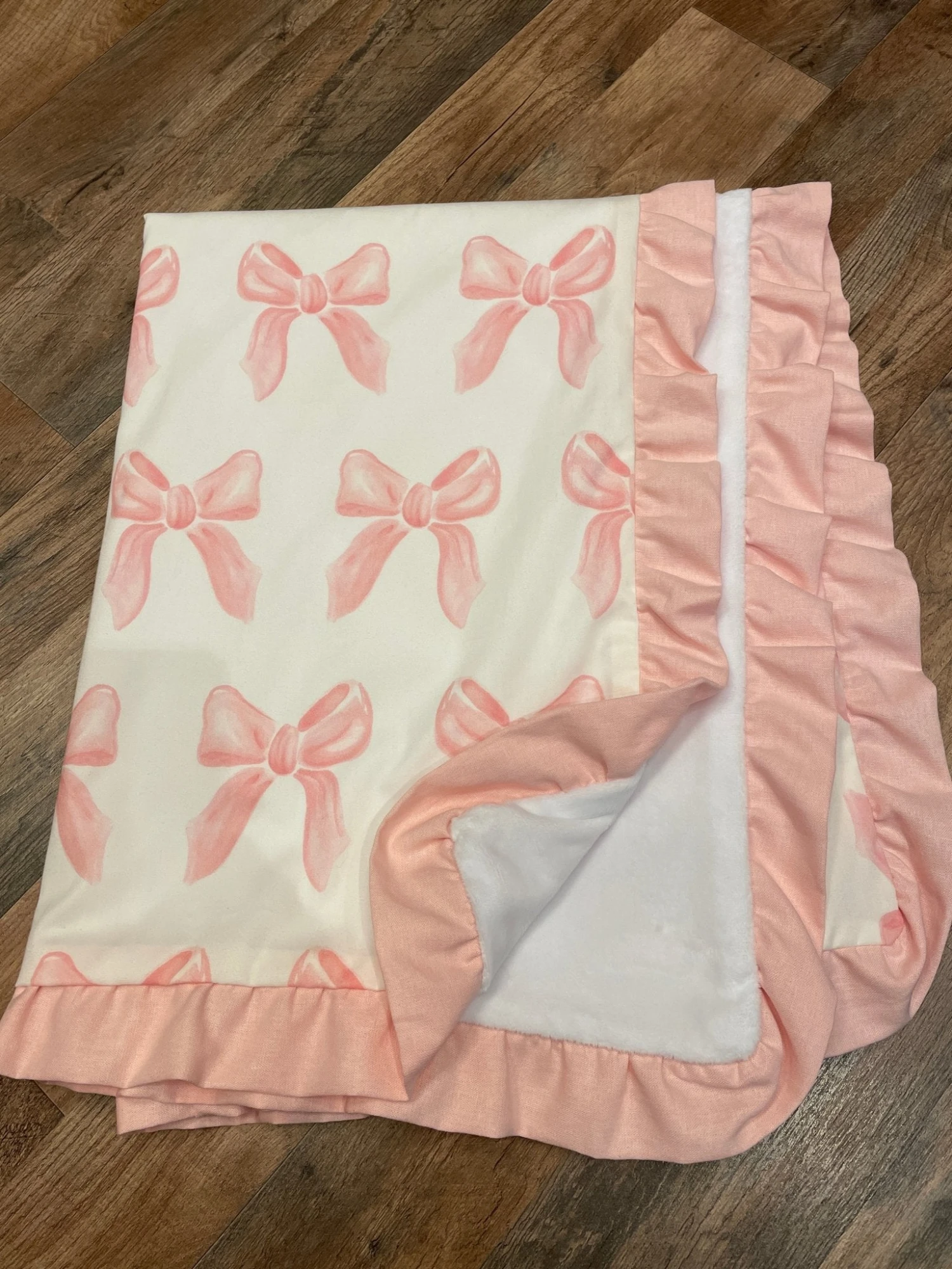 Petal Pink Bows Oversized Reversible Blanket 3 Petal Pink Bows Oversized Reversible Blanket