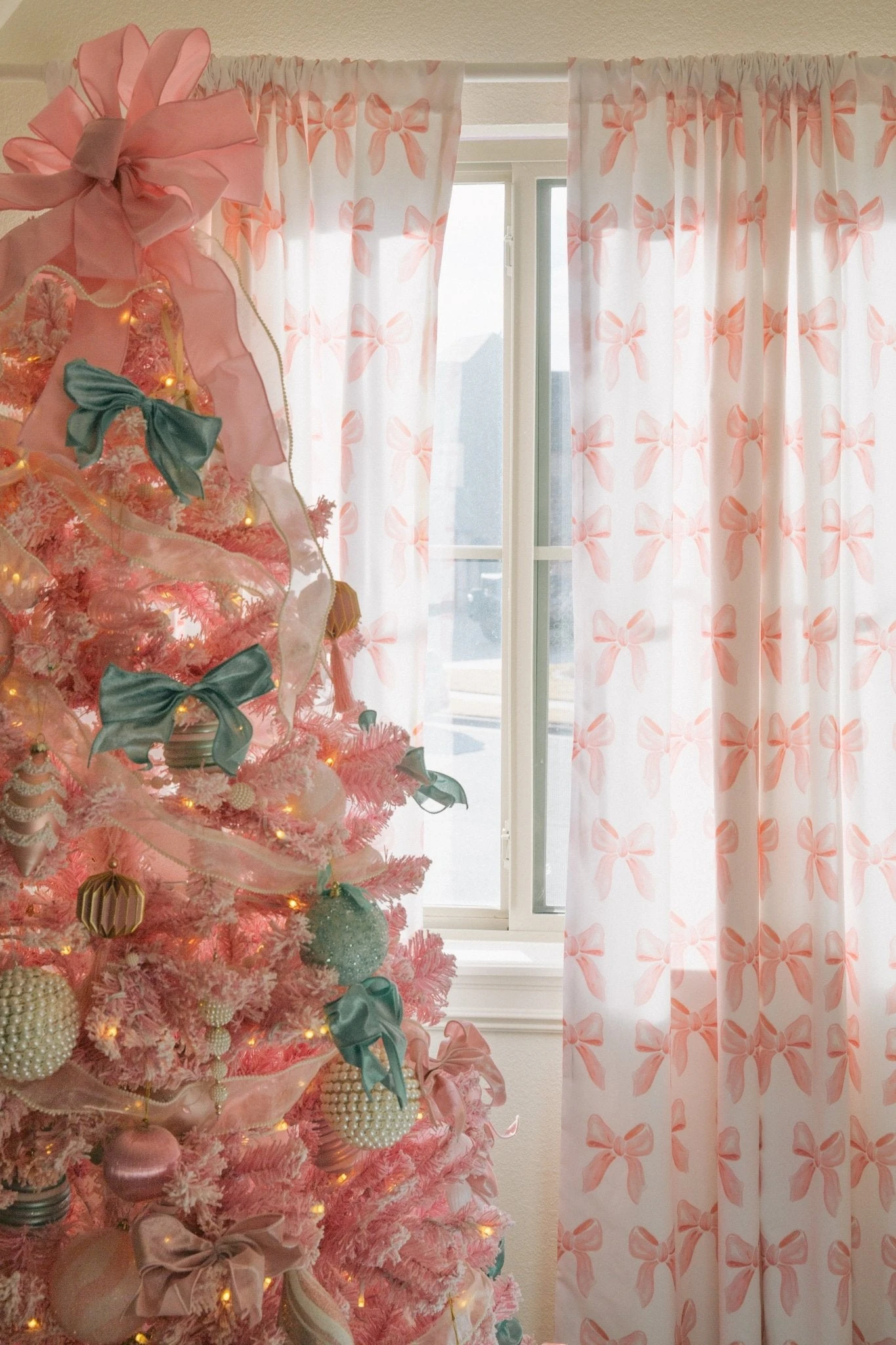Petal Pink Bows Window Treatments 3 Petal Pink Bows Window Treatments