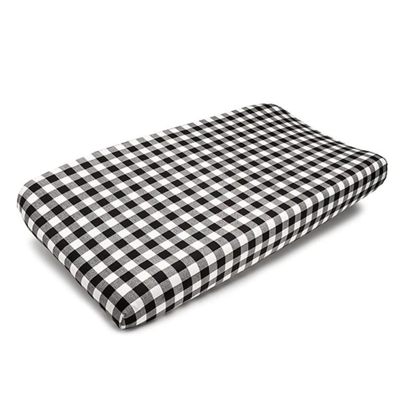 Plaid (Black And White) Contoured Changing Pad Cover 3 Plaid (Black And White) Contoured Changing Pad Cover
