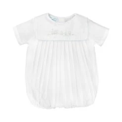 Newborn Romper With Train Embroidery In White