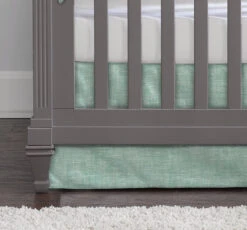 Sage Green Linen Flat Panel Crib Skirt 16" Drop
