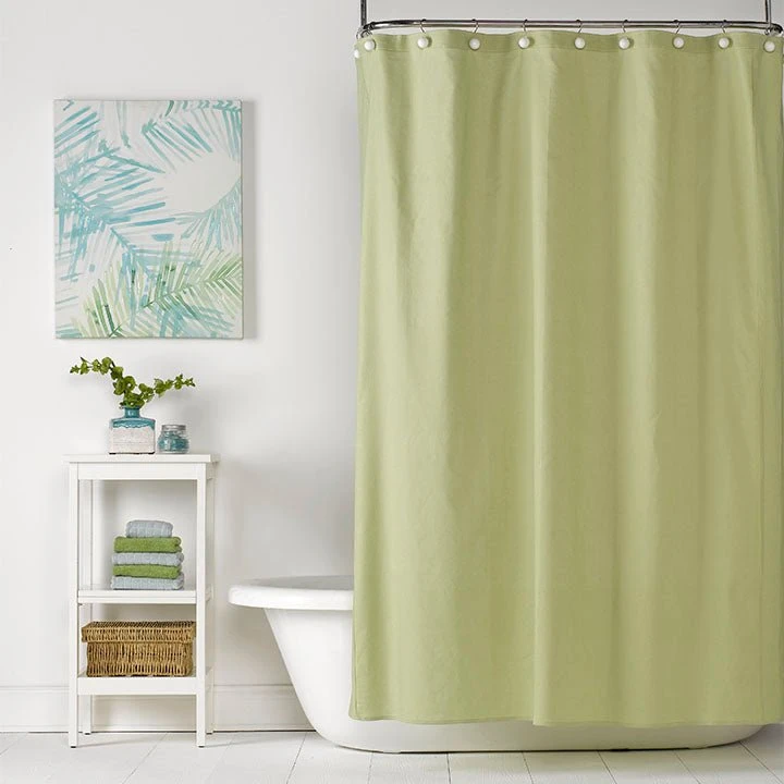 Sweet Pea (Green) Linen Shower Curtain 3 Sweet Pea (Green) Linen Shower Curtain