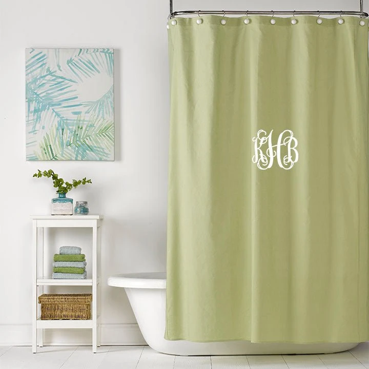 Sweet Pea (Green) Linen Shower Curtain 4 Sweet Pea (Green) Linen Shower Curtain - Image 2