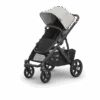 Uppababy Vista V3 Stroller Savannah - Pearl Gray Jacquard | Carbon Frame | Chestnut Leather -Liz and Roo uppababy vista v3 stroller savannah pearl gray jacquard carbon frame chestnut leather 890129