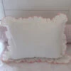 White Baby Pillow With Petal Pink Scallop Trim