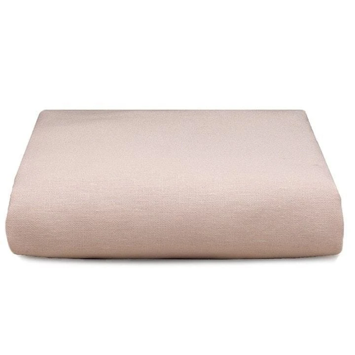 White Crib Skirt With Petal Pink Linen Ruffle 19" Drop 4 White Crib Skirt With Petal Pink Linen Ruffle 19" Drop - Image 2