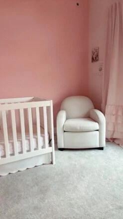 White Scalloped Crib Skirt Panel With Pink Trim 8 White Scalloped Crib Skirt Panel With Pink Trim -Liz and Roo white scalloped crib skirt panel with pink trim 919016